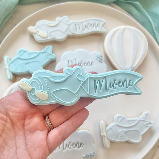 PLANE AND BANNER STAMPO 3D E CUTTER OH MY COOKIE (8613369315665)
